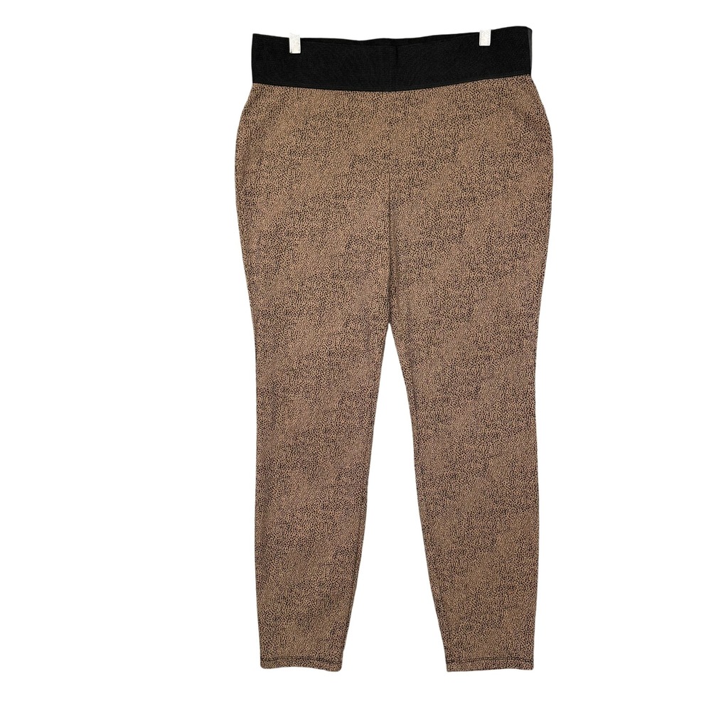 Soft Surroundings Pants Womens Large‎ Leopard Print Stretch Knit Black Waistband